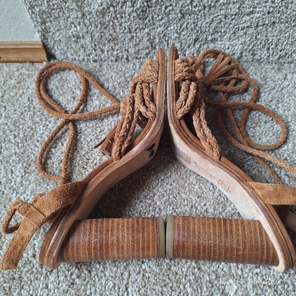 Joies Banji Braided Suede Leather Ankle Wrap Boho Sandals Womens Size 36 - Picture 9 of 12